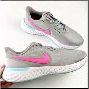 Nike Womens size 9.5 Revolution 5 Gray Pink Running Shoes Size Activewear